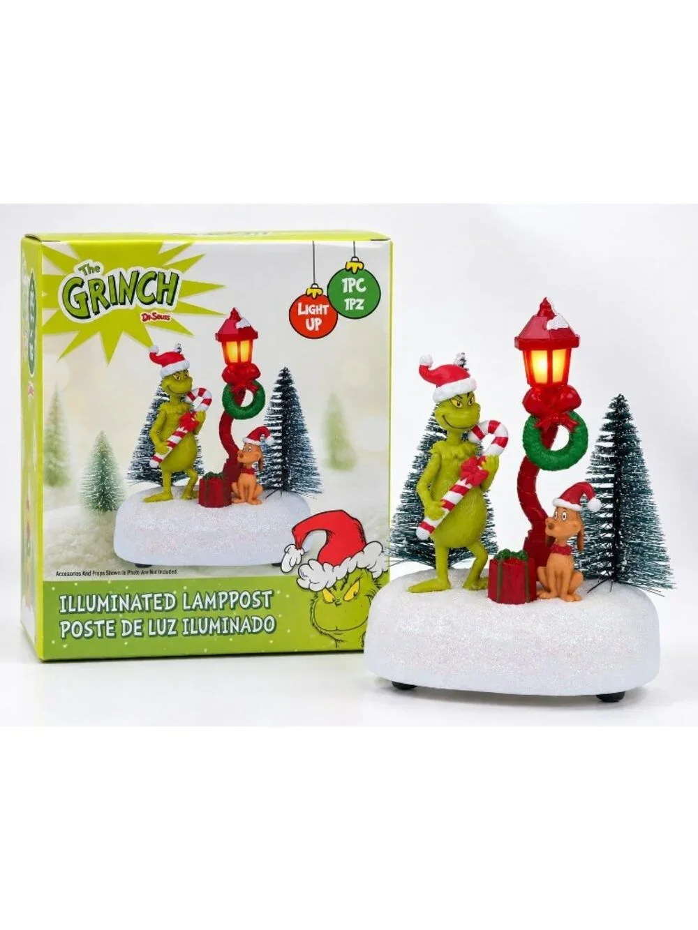 The Grinch Max Illuminated Lamppost Light Up Christmas Village Decor New Box